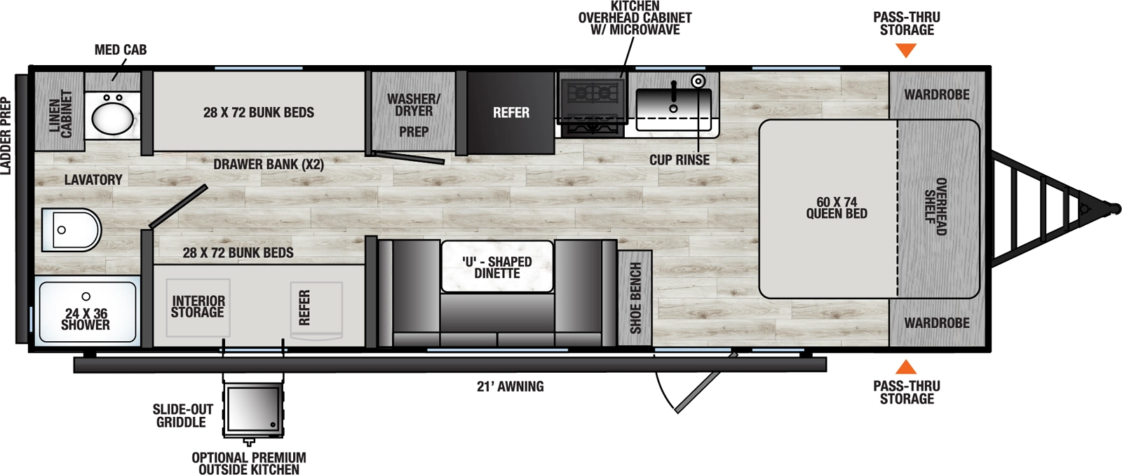 Viking Travel Trailers 25QBH Floorplan